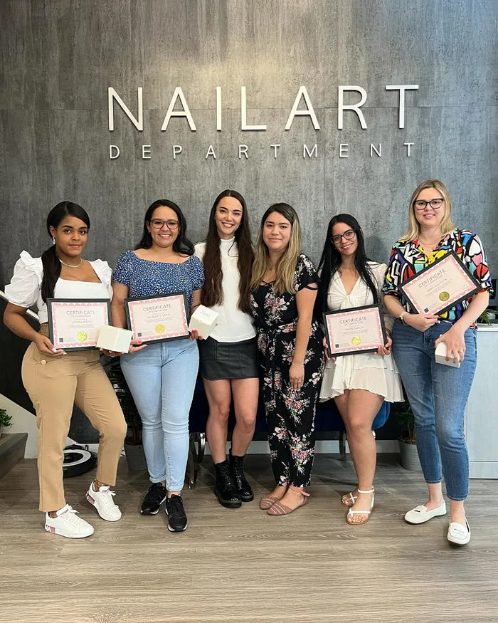 Certified Nailspiracy Academy students after in-person training in Hallandale Beach